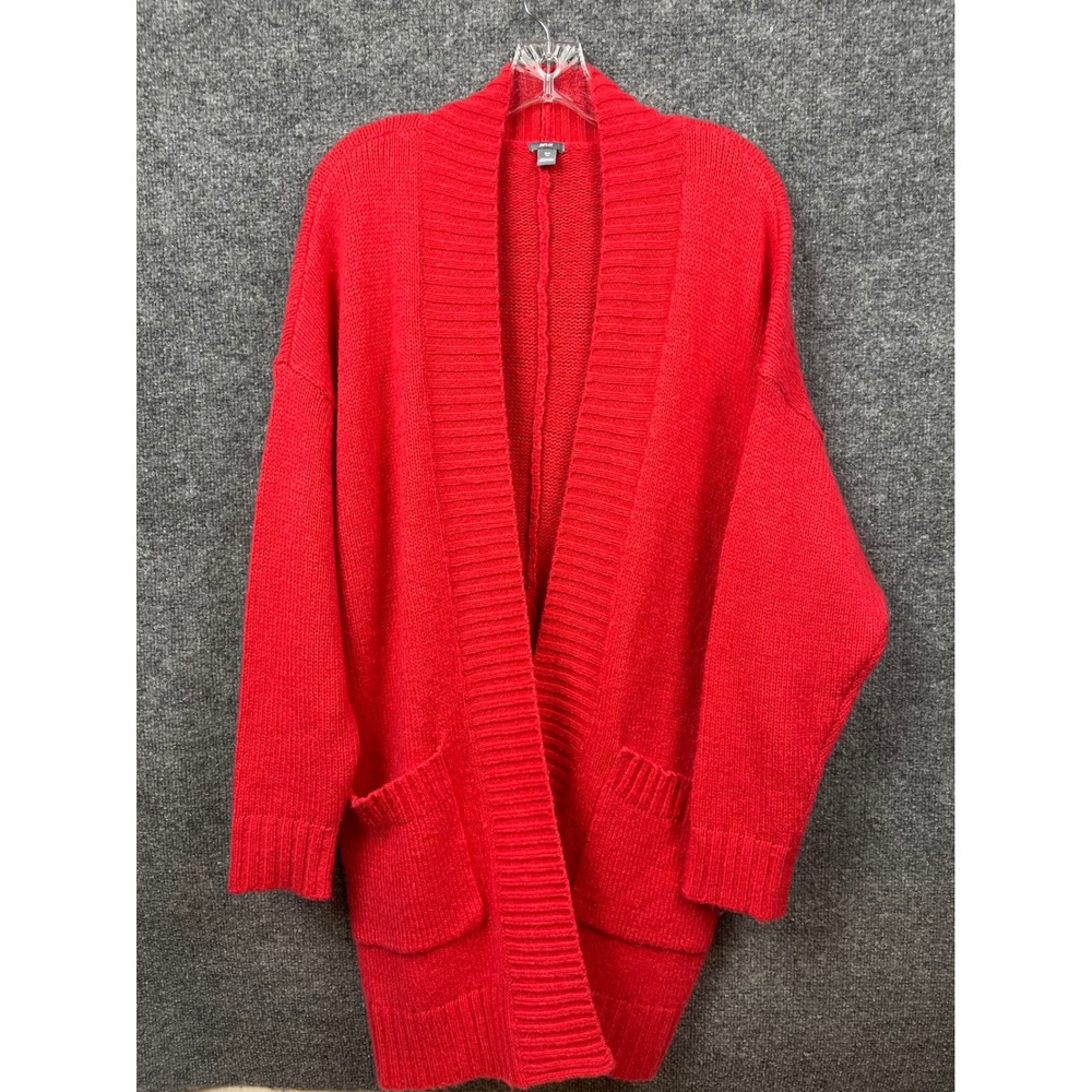 Aerie Cardigan Sweater Women's XS Red Wool Blend Open Front Longline